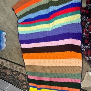 Colorful Striped Crochet Blanket